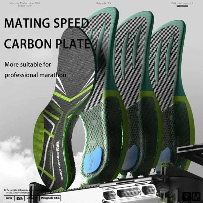 Plantillas específicas para maratón palma de la mano completa de fibra de carbono real tablero de aumento de la velocidad de rebote deportes atléticos corriendo en (12)