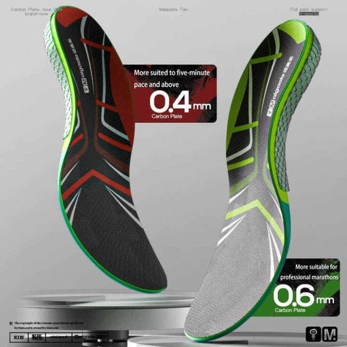 Plantillas específicas para maratón palma de la mano completa de fibra de carbono real tablero de aumento de la velocidad de rebote deportes atléticos corriendo en (12)