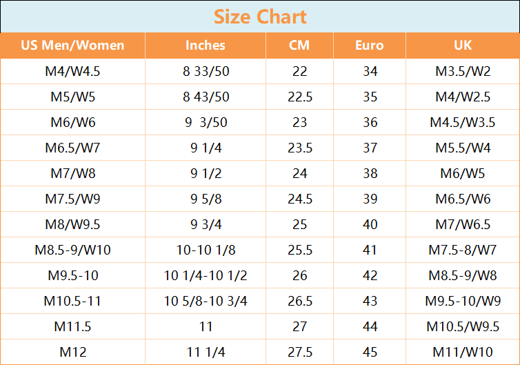 guide des tailles de chaussures