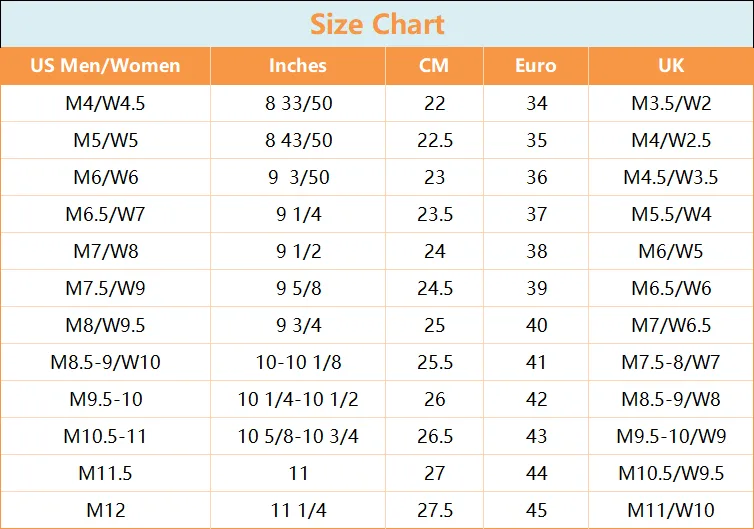 guide des tailles de chaussures