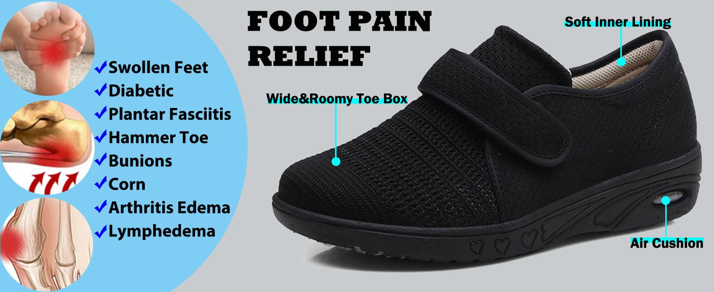 Women Men Diabetic Shoes Extra Wide Edema Shoes Outdoor Walking Sneakers Plantar Fasciitis Shoes