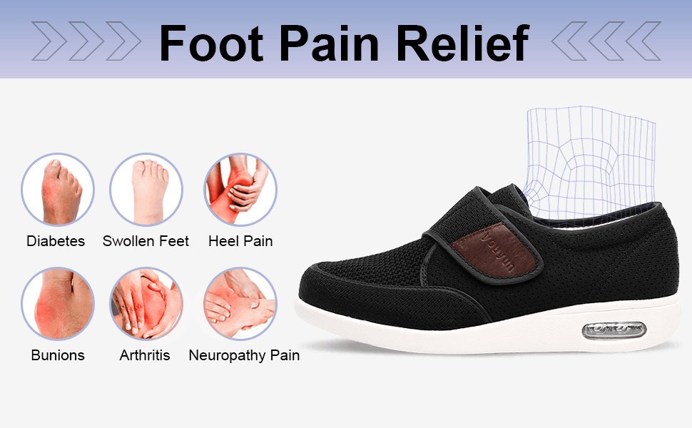 Mens Diabetic Edema Shoes Lightweight Walking Wide Sneakers Plantar Fasciitis Shoes