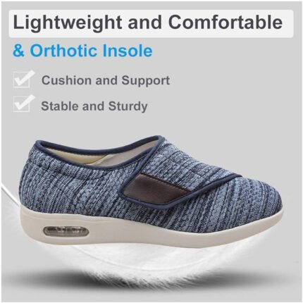 Stylish Diabetic Shoes with Arch Support,Extra Wide Widths Walking Edema Sneakers Adjustable Strap Easy On/Off with 3 Pairs Insoles Replacement for Support Swollen Feet